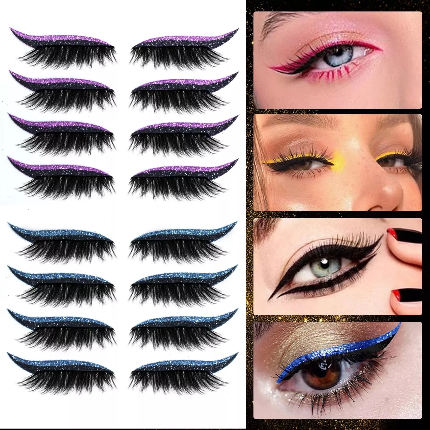 Reusable Eyeliner And Eyelash Stickers - Black image
