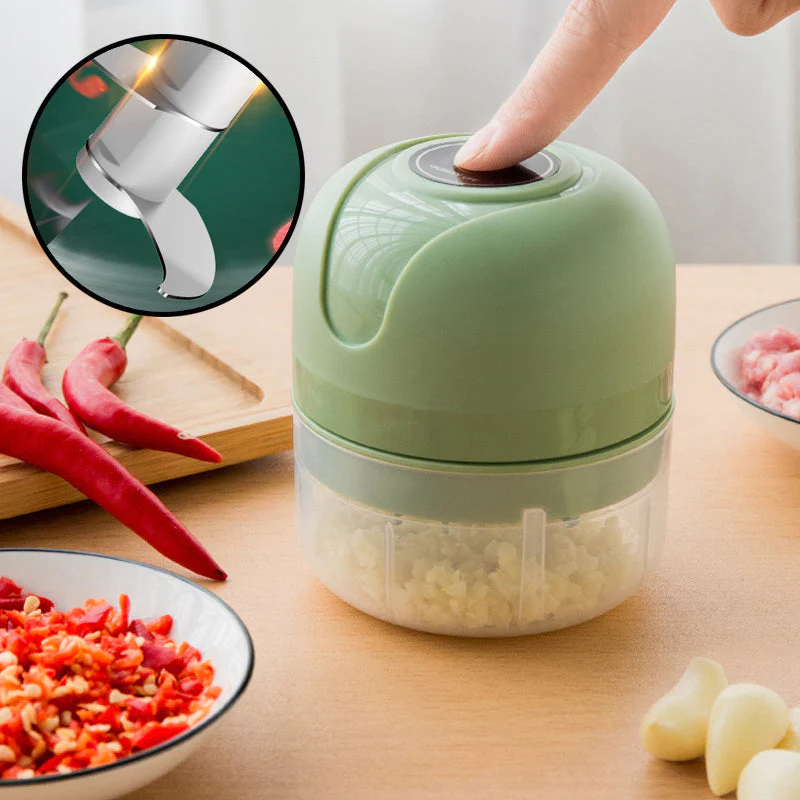 USB Rechargeable Electric Grinder - Stainless Steel Portable Vegetable - Green image