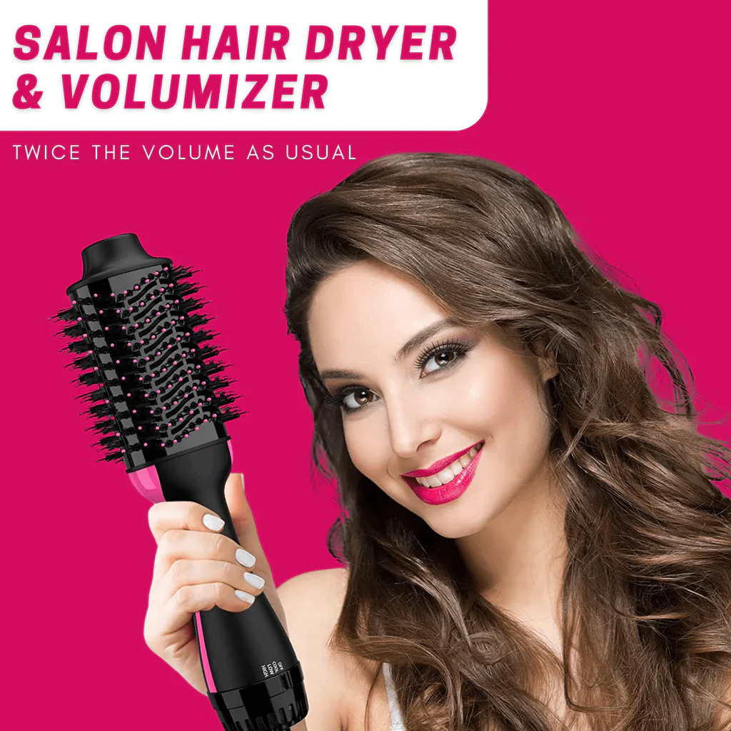 3-in-1 Hot Air Brush &amp; Hair Dryer - Perfect for Straight &amp; Curly Hair Styling